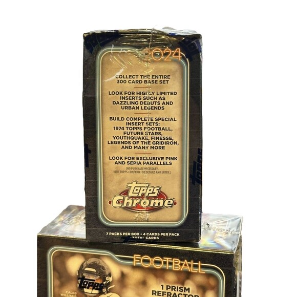 2Boxes New Sealed 2024 Topps Chrome Football 7-Pack Blaster Box - Picture 3 of 4
